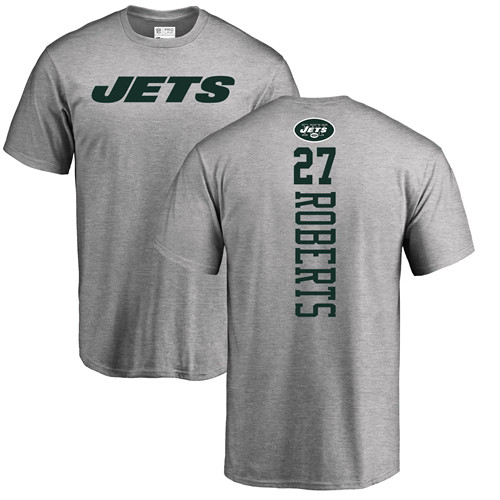 New York Jets Men Ash Darryl Roberts Backer NFL Football #27 T Shirt->nfl t-shirts->Sports Accessory